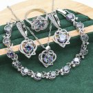 Heart Shaped 4 pc 925 Silver Created Mystic Topaz Jewelry Set - 9 ring size Heart Shaped 4 pc 925 Silver Created Mystic Topaz Jewelry Set - 9 ring size