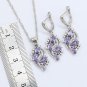 4 pc 925 Silver Created Purple Amethyst Necklace/Pendant Jewelry Set - 9 size