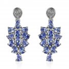 3.60ctw Tanzanite & Natural Zircon in Platinum Plated Over 925 Silver Earrings