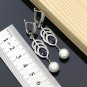 Stunning 4 pc 925 Sterling Silver Created Sapphire & Pearl Jewelry Set