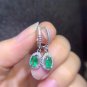 Natural 4*6mm Each Emerald Dangle Earrings 925 Sterling Silver