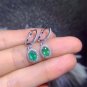 Natural 4*6mm Each Emerald Dangle Earrings 925 Sterling Silver