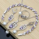Stunning 4 pc 925 Sterling Silver Lab-Created Purple Gem Jewelry Set Stunning 4 pc 925 Sterling Silver Lab-Created Purple Gem Jewelry Set