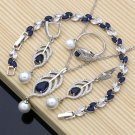 Stunning 4 pc 925 Sterling Silver Lab-Created Blue Gem Jewelry Set Stunning 4 pc 925 Sterling Silver Lab-Created Blue Gem Jewelry Set