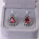 Beautiful Filigree Teardrop Garnet Silver Hook Earrings Beautiful Filigree Teardrop Garnet Silver Hook Earrings