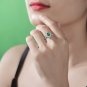 Classic Style Flower Emerald 5x7 Gemstone & Zircon 925 Sterling Silver Ring