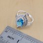 Unique 4 pc 925 Silver Created Blue Topaz Jewelry Set - 9 ring size