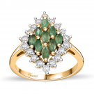 Size 7 Kagem Zambian Emerald 1.60 ctw Ring 18K Vermeil Yellow Gold Over 925 SS