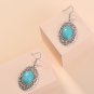 Large 2 inch Handmade Turquoise Oval Stone Filigree Hook Earrings