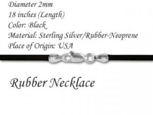 18" 2.0mm Black Rubber (Neoprene) Necklace