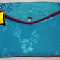 Blue Color Chinese Silk Jewelry Pouch Purse with Zipper & 2-Pocket inside