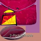 Magenta Color Chinese Silk Jewelry Pouch Purse with Zipper & 2-Pocket inside