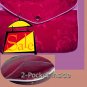 Magenta Color Chinese Silk Jewelry Pouch Purse with Zipper & 2-Pocket inside