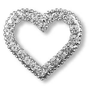 "VALENTINE" BIG HEART Clear Crystal Rhinestones Pin/Brooch