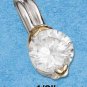 NEW 0.925 STERLING SILVER With 14K GOLD 7MM ROUND CUBIC ZIRCONIA PENDANT