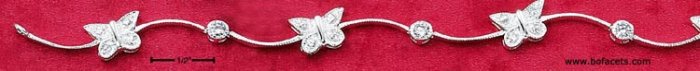 Shiny! Lively! Style-Link 0.925 Sterling Silver Cubic Zirconia BUTTERFLY FILIGREE LINK BRACELET