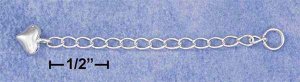 0.925 STERLING SILVER 2.25" CURB CHAIN EXTENDER WITH 4X6MM CONTEMPORARY PUFF HEART & SPLIT RING