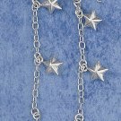 0.925 STERLING SILVER 2" 6MM PUFFED STAR FRENCH WIRE DANGLE EARRINGS