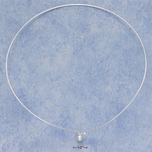 0.925 STERLING SILVER 16" 1MM WIRE CHOKER WITH 6MM BALL END & HOOK CLOSURE NECKLACE