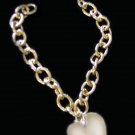 18K Gold Over Stainless Steel Heart Shape Charm Link Bracelet