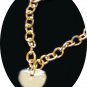 18K Gold Over Stainless Steel Heart Shape Charm Link Bracelet