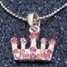 Girl's Jewelry: 12.5" PINK Crystal Princess-Crown Necklace