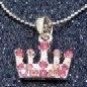 Girl's Jewelry: 12.5" PINK Crystal Princess-Crown Necklace