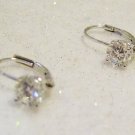 SILVERTONE 6MM CUBIC ZIRCONIA CRYSTAL "Close-Circle-Dangle" EARRINGS