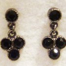 SILVERTONE ONYX GEMSTONE-CRYSTAL POST EARRINGS