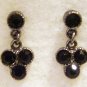 SILVERTONE ONYX GEMSTONE-CRYSTAL POST EARRINGS