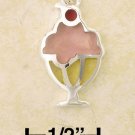 0.925 STERLING SILVER Three-Tone-Color "ICE-CREAM SUNDAE" STAINED GLASS CHARM