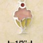 0.925 STERLING SILVER Three-Tone-Color "ICE-CREAM SUNDAE" STAINED GLASS CHARM