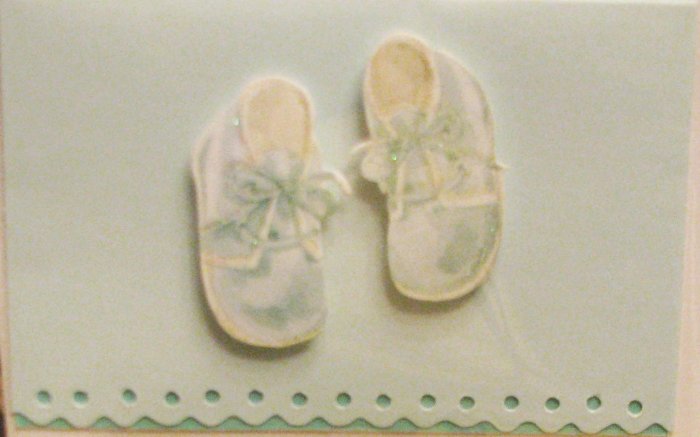 *FREE SHIPPING to US & CANADA* "Mini" Apple Green Handcrafted "Pair of Shoes" Note Card