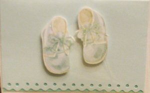 *FREE SHIPPING to US & CANADA* "Mini" Apple Green Handcrafted "Pair of Shoes" Note Card