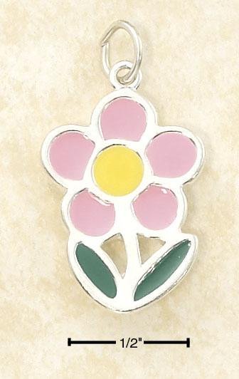 0.925 STERLING SILVER ENAMELED "FLOWER" CHARM
