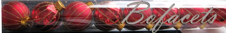 A Set of 8-Piece Glittery Gold-Strips BRIGHT RED COLOR "Celebrate It Christmas" Decorations