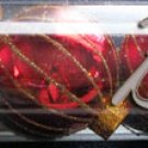 A Set of 8-Piece Glittery Gold-Strips BRIGHT RED COLOR "Celebrate It Christmas" Decorations