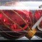 A Set of 8-Piece Glittery Gold-Strips BRIGHT RED COLOR "Celebrate It Christmas" Decorations