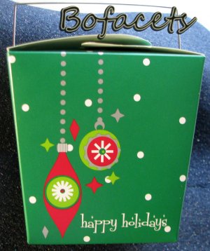 Set of 2 GIFT GIVING Happy Holidays Take-Out Paper Boxes