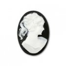 40x30mm RESIN CAMEO - BLACK and IVORY/WHITE
