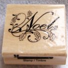 Clearance New Wood Mounted "Noel with patterns" Rubber Stamp