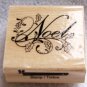 Clearance New Wood Mounted "Noel with patterns" Rubber Stamp