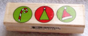 Clearance New Wood Mounted "Christmas Time" Rubber Stamp