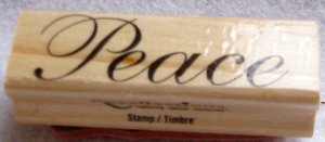 Clearance New Wood Mounted "Peace" Rubber Stamp