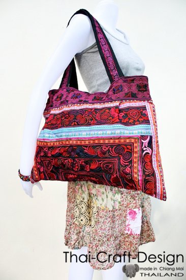 Hmong Old Vintage Style Thai handmade Patch work Sling Cotton Shoulder Bag Handbag