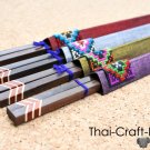 Wood Thai Chopsticks 4 Sets in Thai Silk Gift