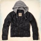 Hollister Men's Bay Park Faux Leather Hooded Moto Jacket - M