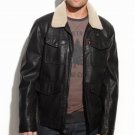 Levi's Men's Faux Leather Trucker Faux Shearling Lined Jacket -  M