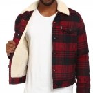 Levi's Men's Plaid  Jacket Wool Blend Sherpa Lined Trucker -  Medium