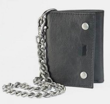 Levi's Men's Smooth Leather Trifold Wallet & Chain in the Metal Gift Box